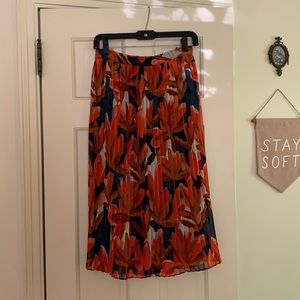 Printed Pleated Midi Skirt